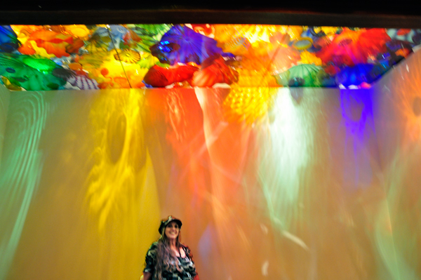 Karen under the Persian Ceiling and the reflective wall